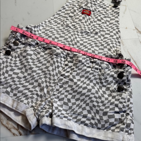 Dickies Funky Checkered Overalls Sz L Graphic Black White Workwear - Picture 5 of 9